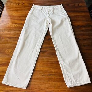 Brandy Melville Cream Size Small Straight-Leg Carpenter Pants